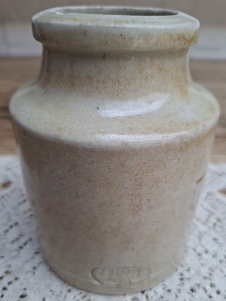 Antieke Franse beboterde mosterpot J. Damoy Paris, Ophalen of Verzenden