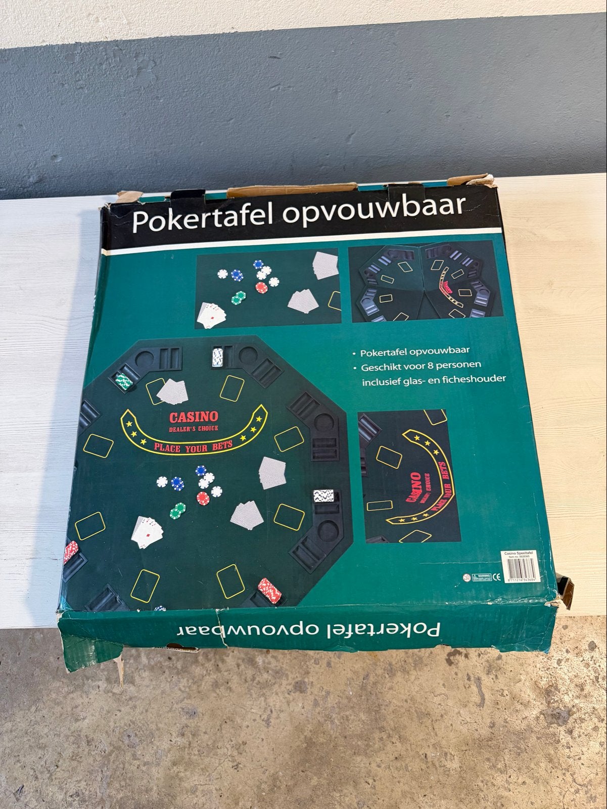Opvouwbare pokertafel met opbergzak (rits defect), Vijf spelers of meer, Ophalen, Gebruikt