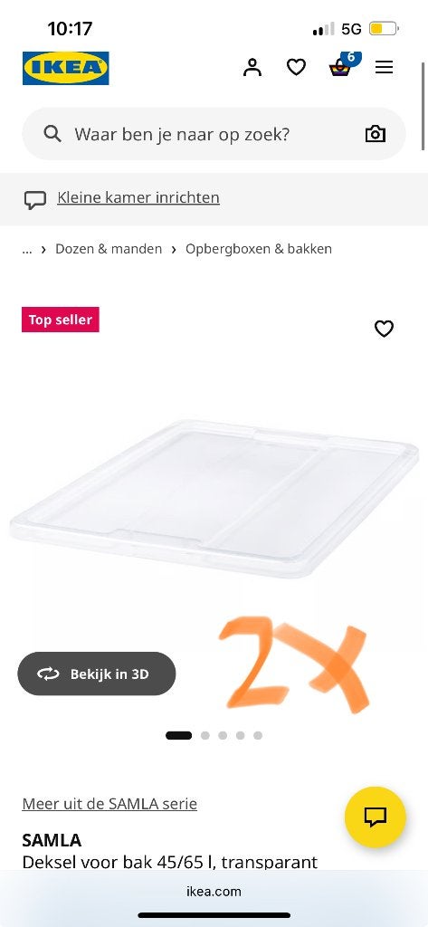 Deksel samla 2x teveel gekocht, Doe-het-zelf en Verbouw, Kratten en Dozen, Ophalen, Overige typen, Minder dan 35 cm, Zo goed als nieuw