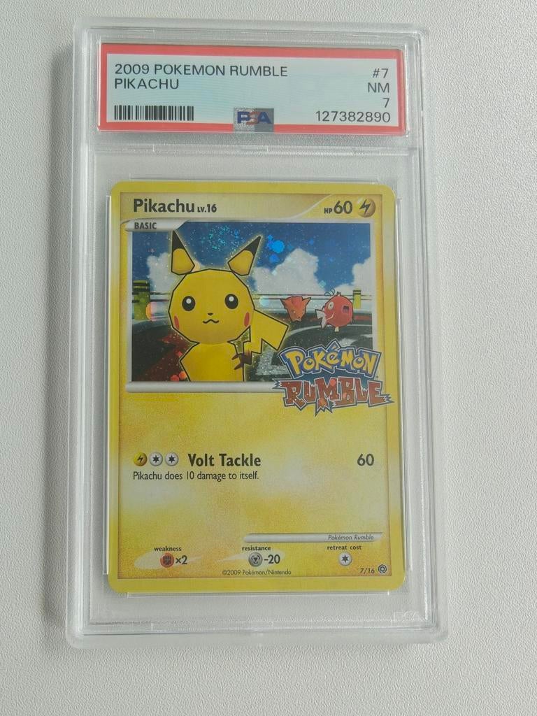 Pikachu Rumble PSA 7 Galaxy Swirl, Ophalen of Verzenden, Zo goed als nieuw