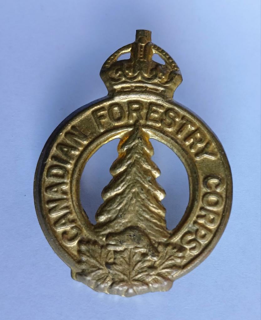 Canadian Forestry Corps Cap Badge Wo2, Verzamelen, Ophalen of Verzenden, Engeland, Embleem of Badge