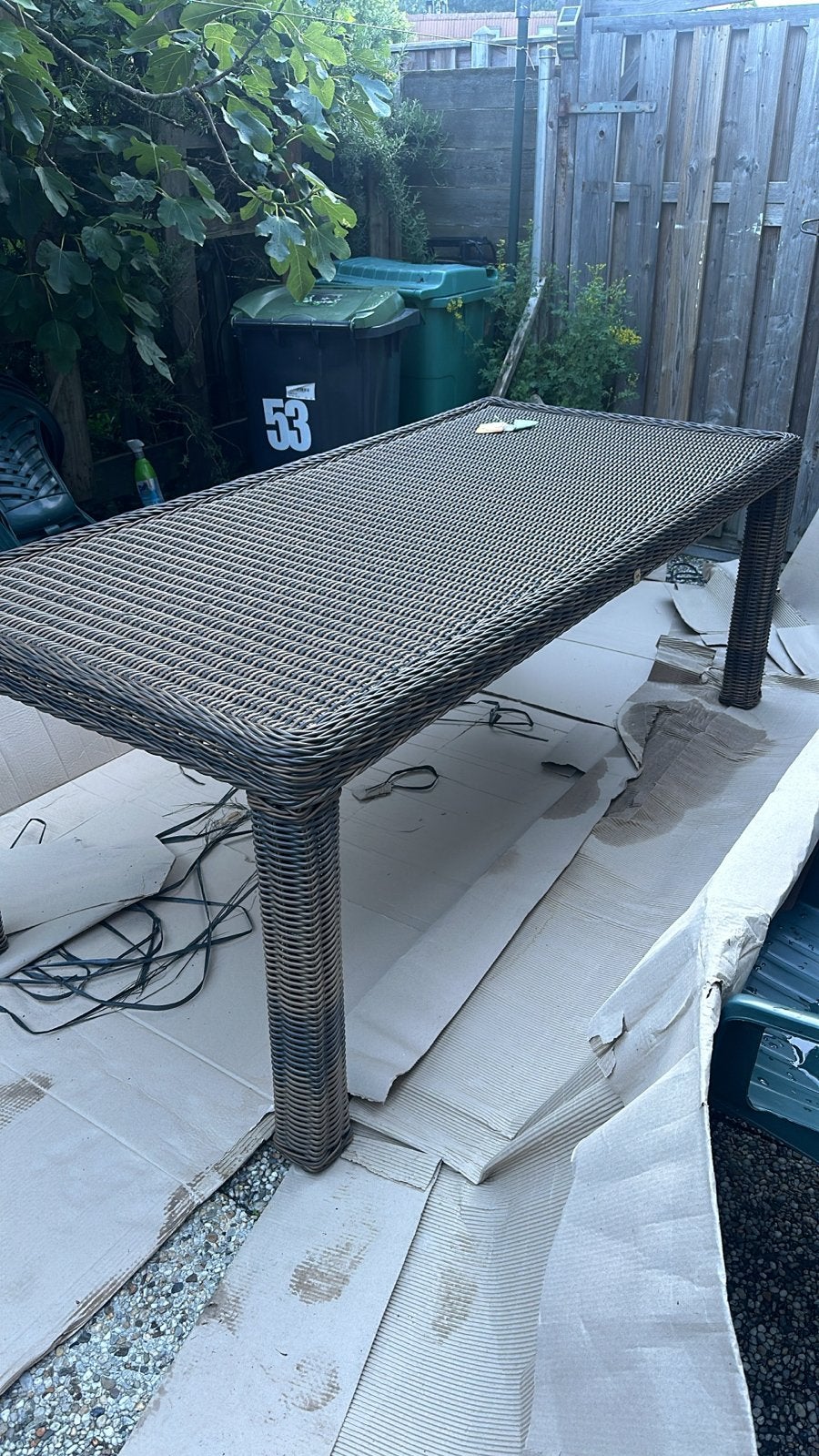 Wicker Tuintafel 210 x 100 cm  Nieuw, Tuin en Terras, Tuintafels, Ophalen, Zo goed als nieuw, Rechthoekig, Wicker