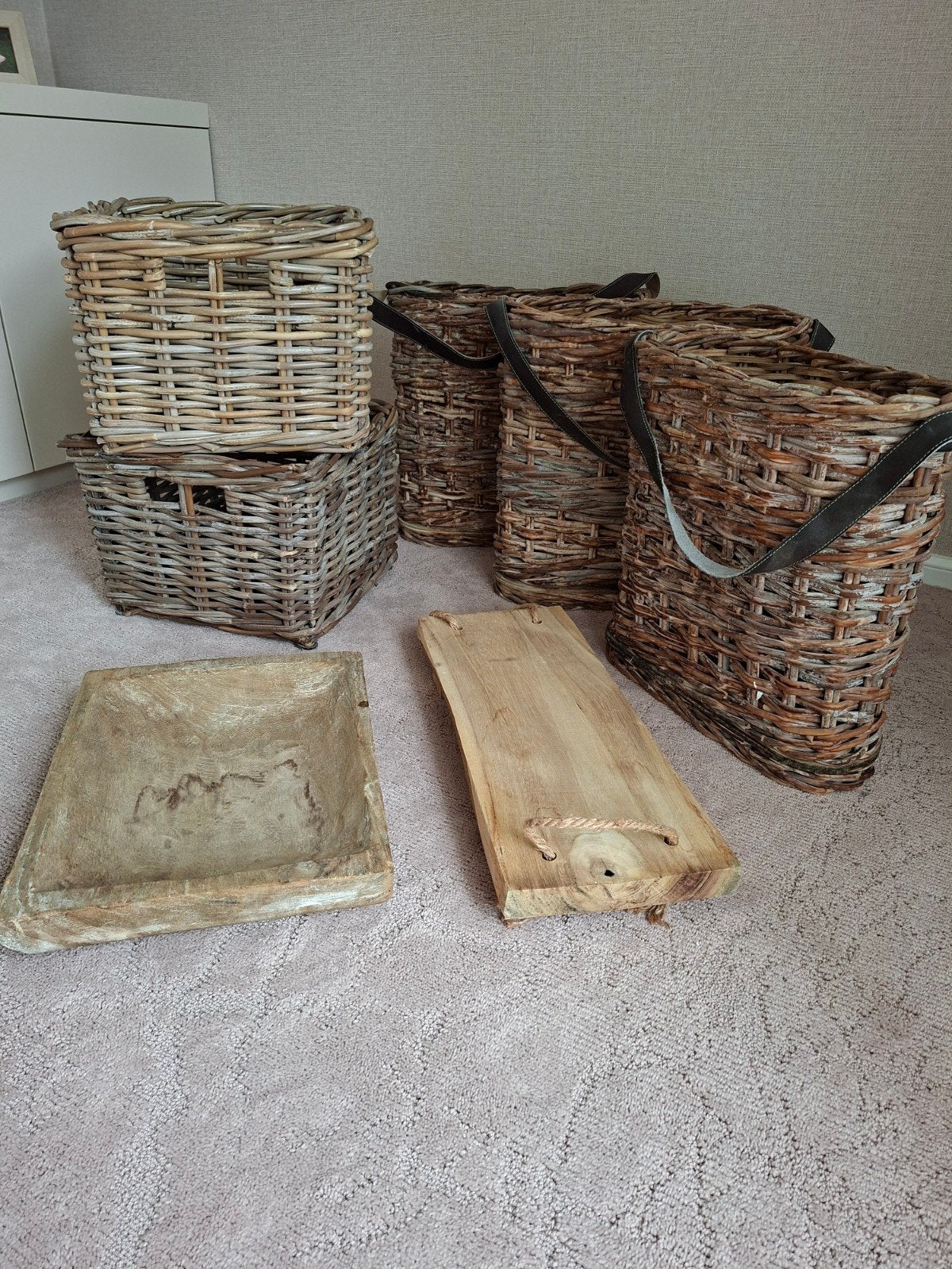 Mooie verzameling landelijke decoratie, rotan manden etc., Ophalen, Gebruikt, Gevlochten, Mand