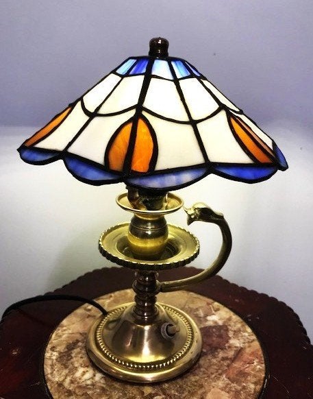 Tiffany Lamp messing glas in lood✨😍💑💎🤗👌, Ophalen of Verzenden