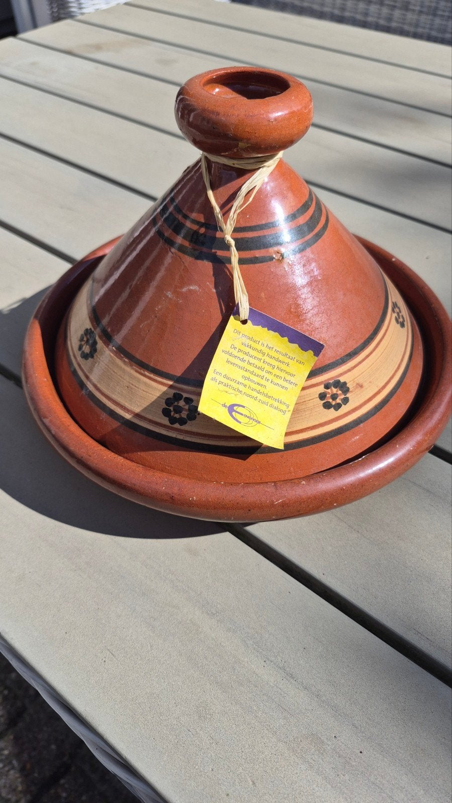 Mooie handgemaakte tajine, ideaal voor stoofschotels, Huis en Inrichting, Overige typen, Ophalen of Verzenden, Zo goed als nieuw