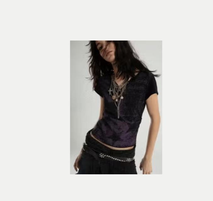 Vintage top Grunge Y2K distressed met korte mouwen, Ophalen of Verzenden, Nieuw, Korte mouw