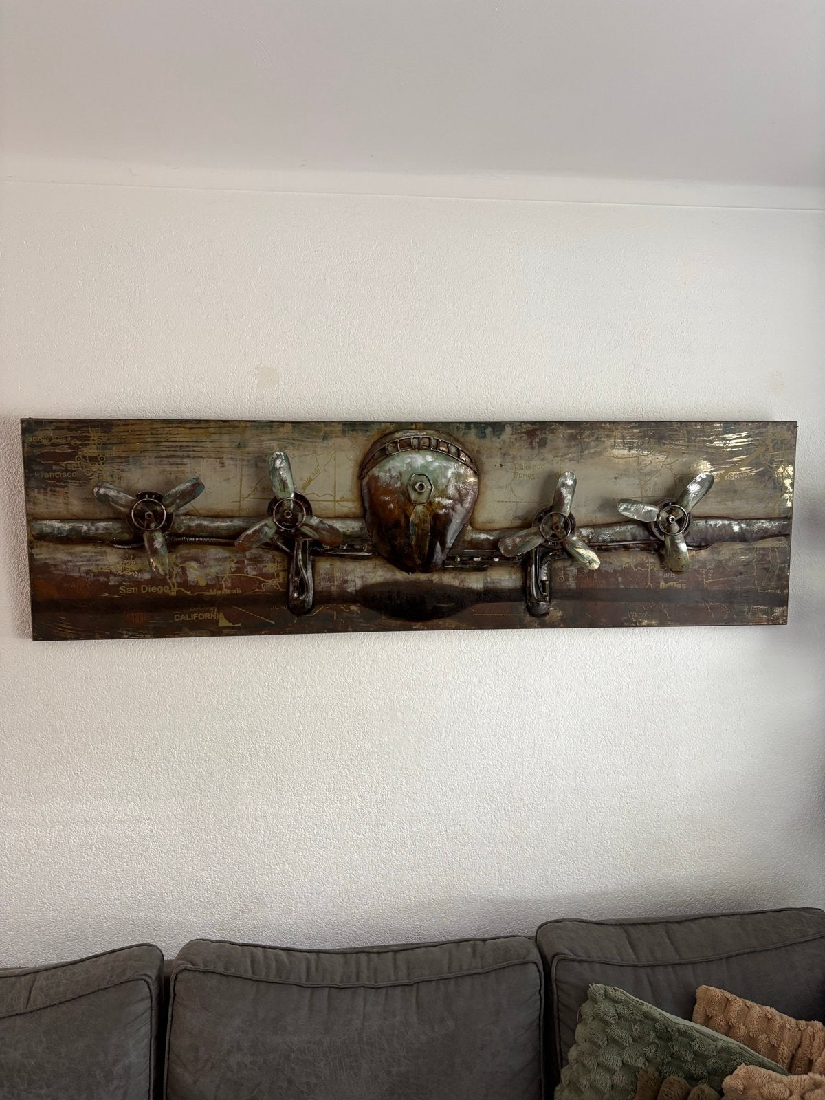 Uniek Wanddecoratie Vliegtuig Propeller Industrieel Design, Ophalen, Metaal, Wandsculptuur, Industrieel