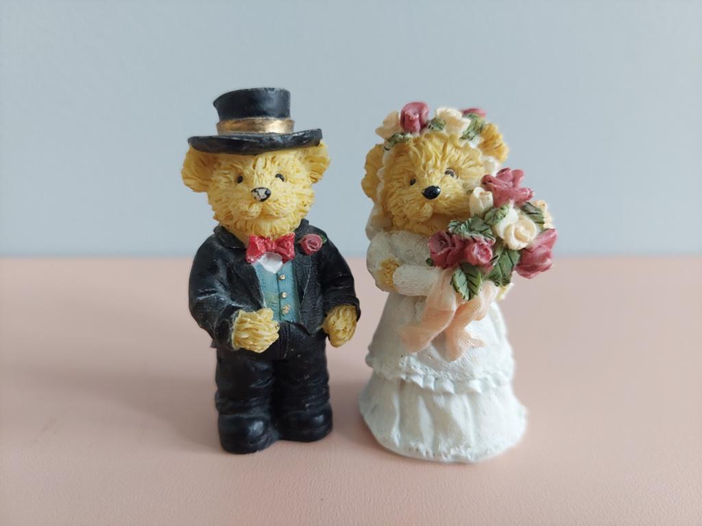 Beeldjes bruidspaar teddyberen, Ophalen of Verzenden, Zo goed als nieuw, Dier