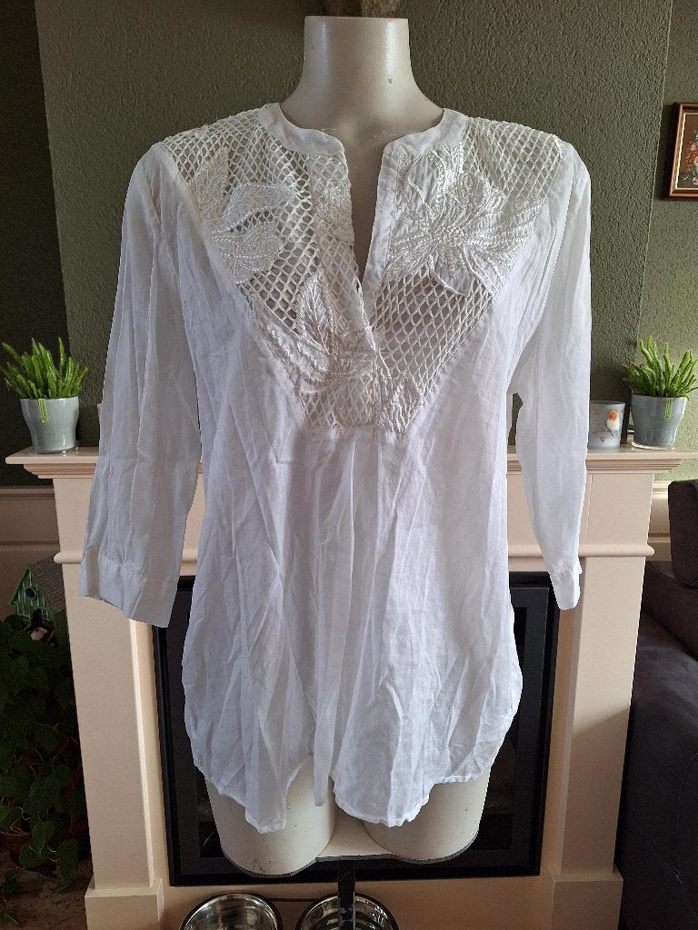Nana Nucci prachtige witte boho top 2 M 38, Maat 38/40 (M), Verzenden, Wit, Zo goed als nieuw