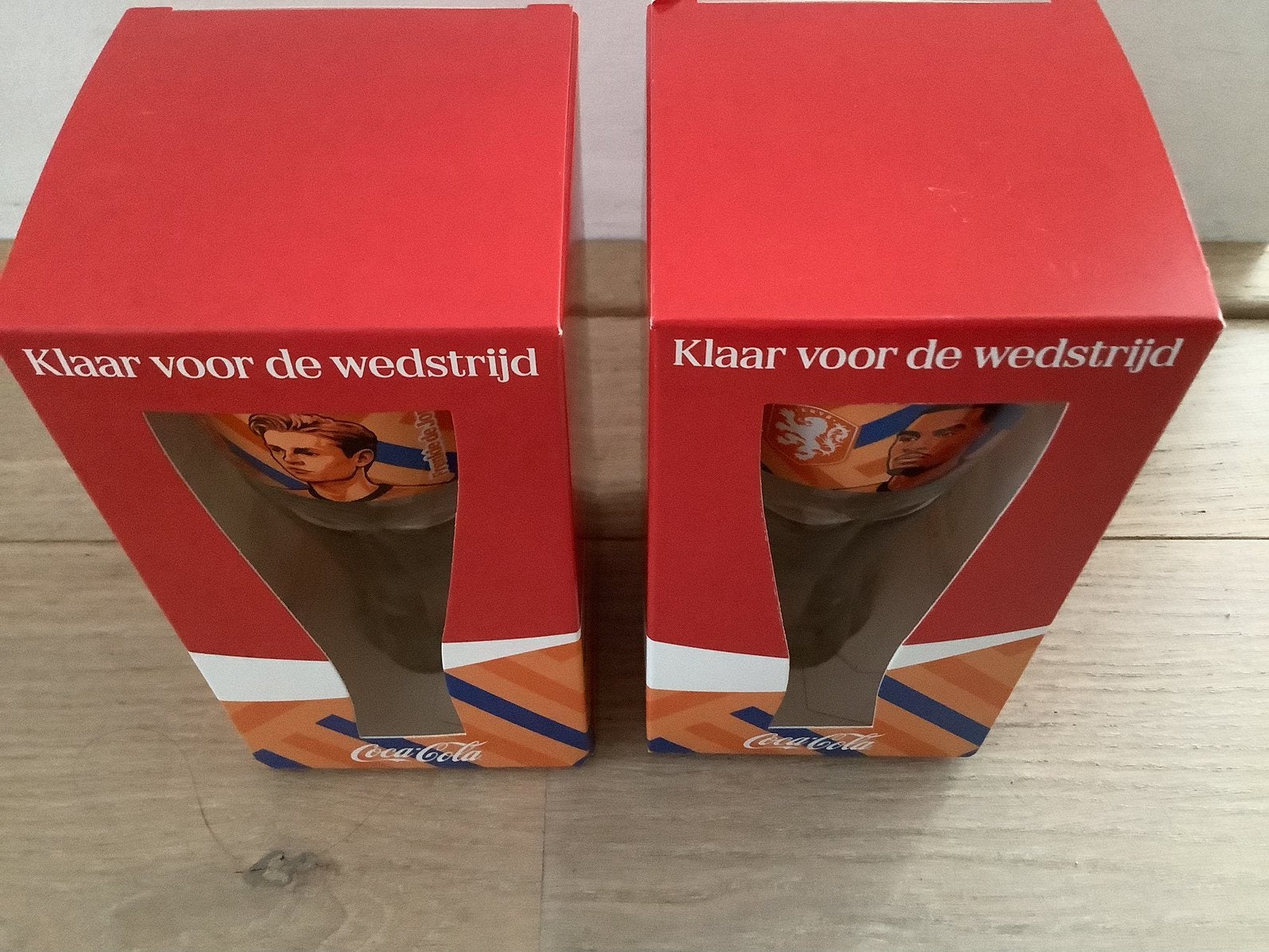 NIEUW 2x WK spelers glas - De Jong, Gravenberch - CocaCola, Ophalen of Verzenden, Nieuw, Frisdrankglas