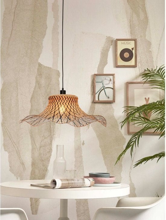 Good&Mojo Ibiza hanglamp L bamboe/zwart Ø65cm, Ophalen, Nieuw, E27 (groot), Overige materialen