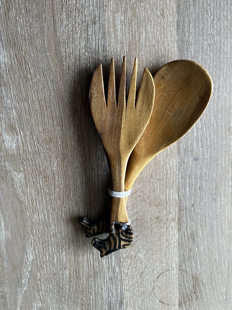 Slabestek hout met zebra's, Ophalen, Bestekset, Nieuw, Slabestek