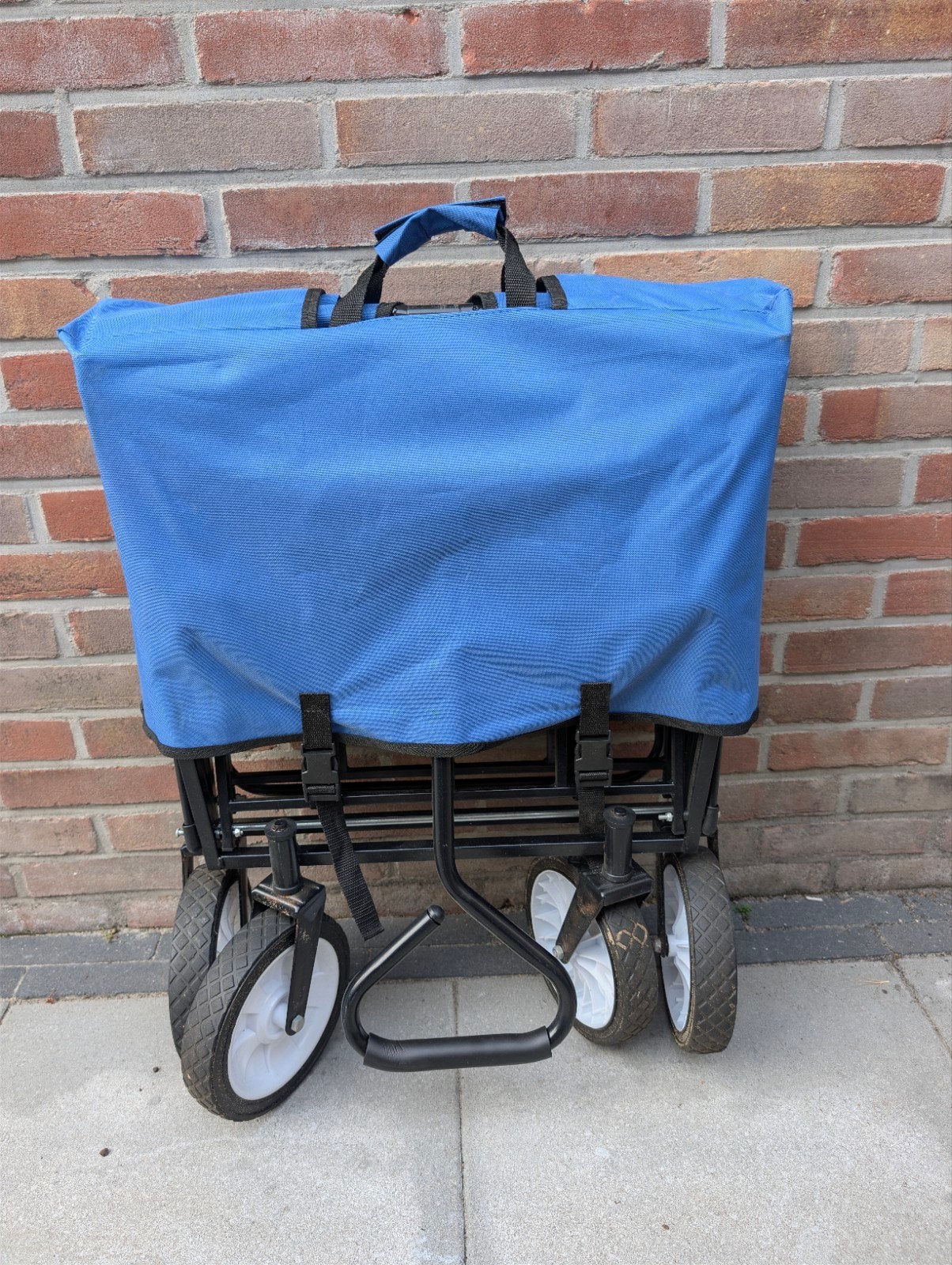 Opvouwbare bolderkar met zonnescherm - Blauw, Ophalen, Opvouwbaar, Gebruikt