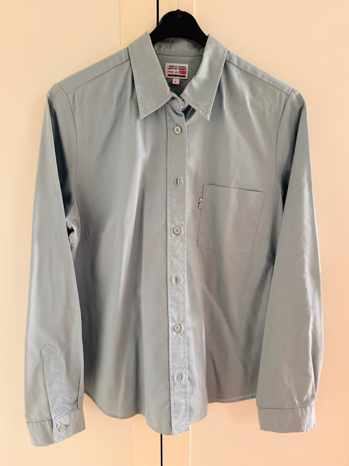 Getailleerde Levi’s blouse ijsblauw maat L for girls, Ophalen of Verzenden, Zo goed als nieuw, Meisje, Overhemd of Blouse