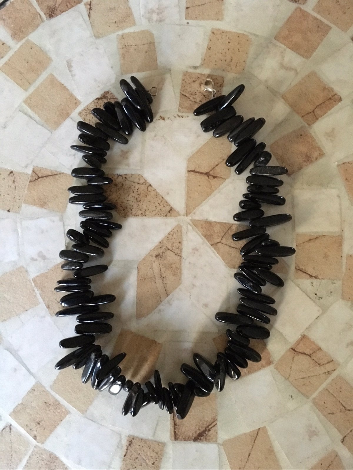 Onyx zwarte edelsteen ketting sieraad, Ophalen of Verzenden, Nieuw, Zwart, Steen of Mineraal
