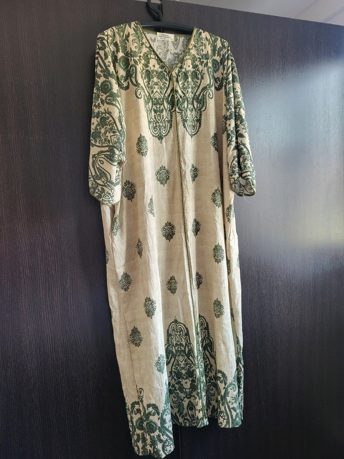 Kaftan Jurk One Size - Groen/Beige Print zara merrachi 🍃, Meerkleurig, Maat 42/44 (L), Nieuw, Ophalen of Verzenden