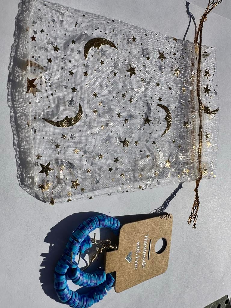 Handgemaakte blauwe en paarse oorbellen, Overige materialen, Hangers, Nieuw, Verzenden