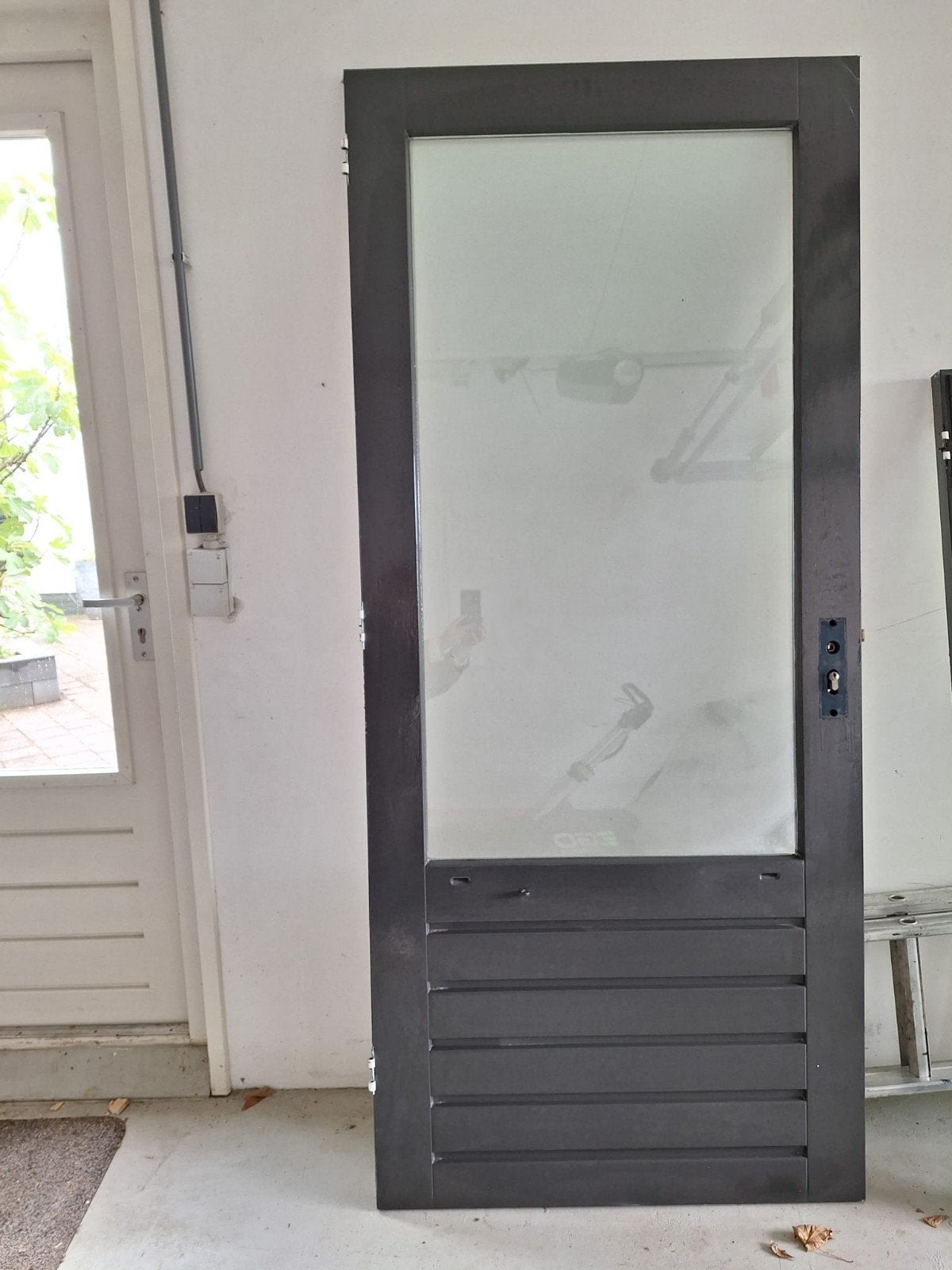 Hardhouten Buitendeur met Glas, linksdraaiend 925x2125mm, Ophalen, Gebruikt, 80 tot 100 cm, Buitendeur