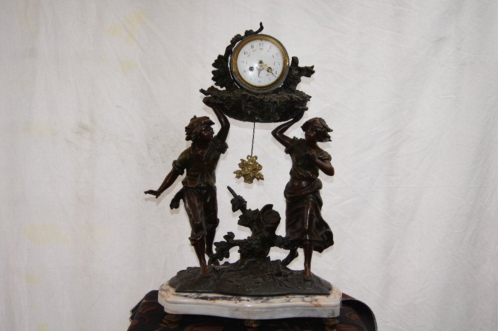 figuurlijke schoorsteenklok,L. & F. Moreau, Ophalen of Verzenden