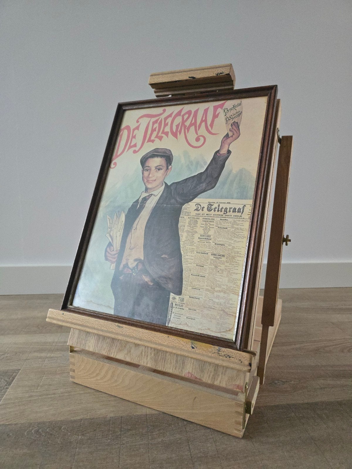 Zeer zeldzame antieke lithografie reclame De Telegraaf €125, Antiek en Kunst, Ophalen of Verzenden, Lithografie