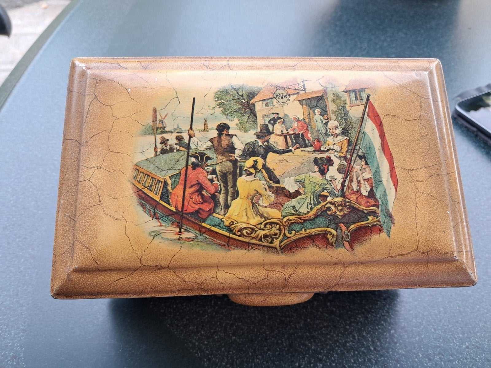 Vintage Douwe Egberts Theeblaadjes Blik - ca. 1937, Ophalen of Verzenden