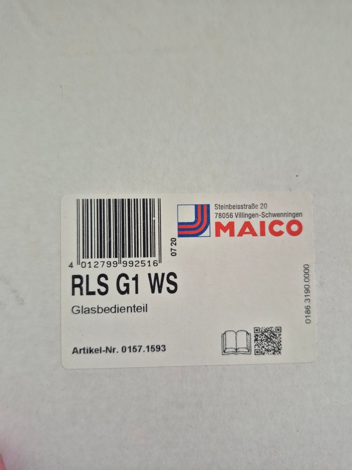 Maico RLS G1 WS Glasbedienteil - Nieuw, Ophalen of Verzenden, Nieuw, Overige merken, Overige typen