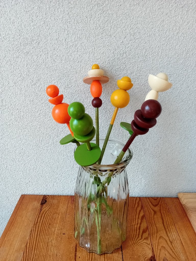 Vrolijk herfstboeket van houten bloemen - als nieuw, Ophalen of Verzenden, Zo goed als nieuw, Hout