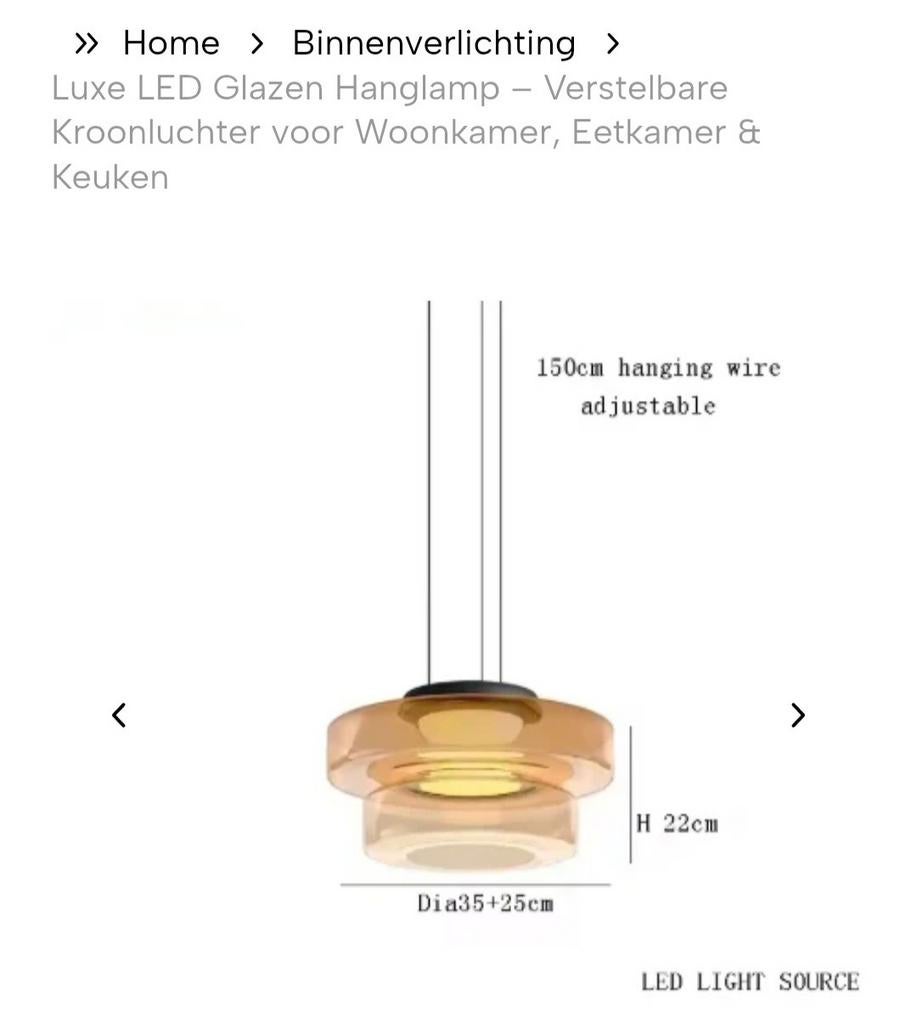 Luxe glazen hanglamp NIEUW, Ophalen, Nieuw, Glas
