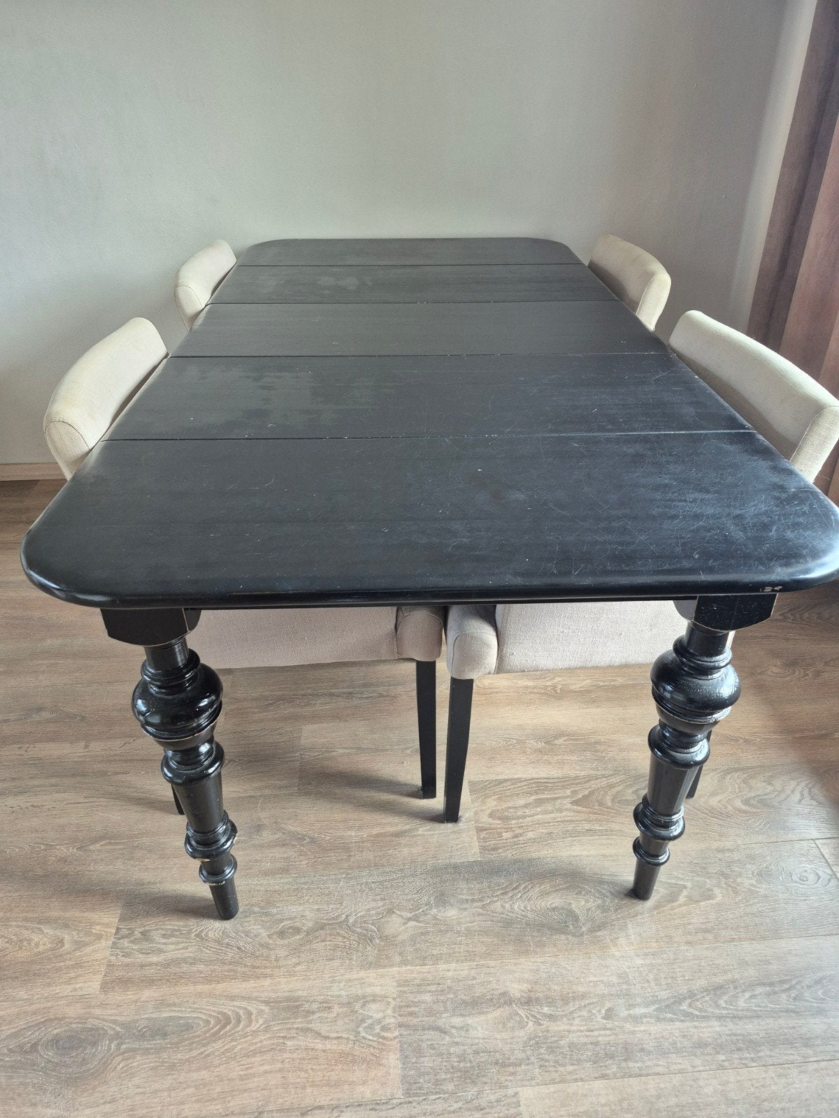 Zwarte eettafel, Ophalen, Gebruikt, 200 cm of meer, 50 tot 100 cm
