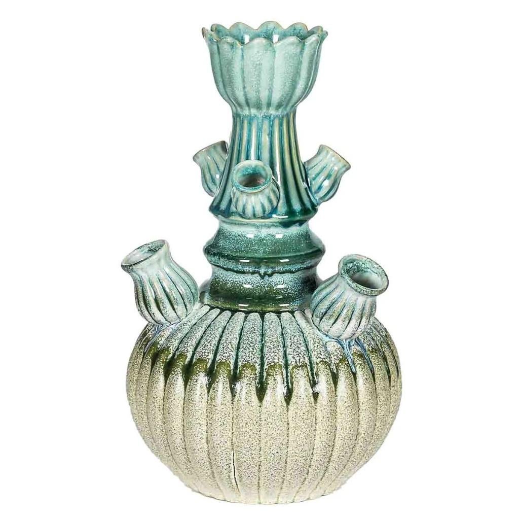 Aardewerk tulpenvaas aqua groen, Kwastje-over-Kastje, Nieuw, Ophalen of Verzenden, Kwastjeoverkastje@gmail.com