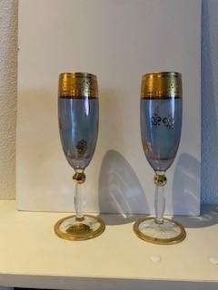 Crystal Champagne set, 2 stuks, Royal Glasses, 24 krt Goud, Ophalen of Verzenden