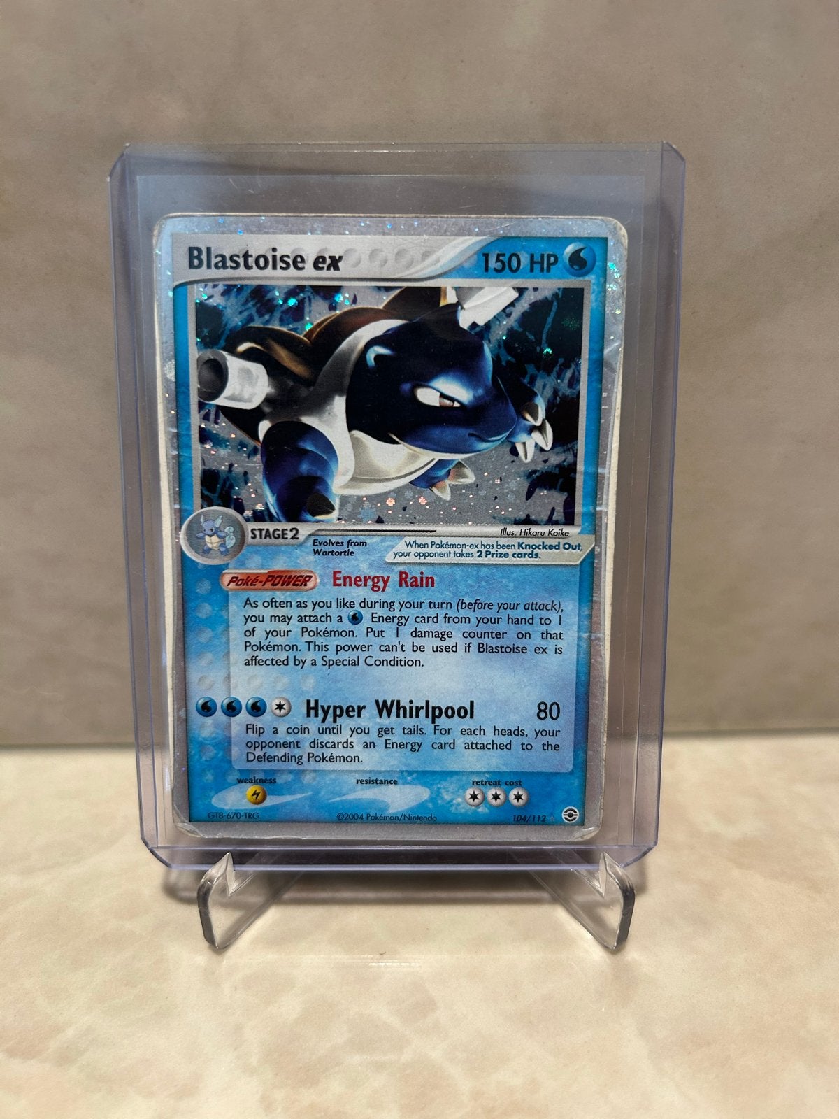 Blastoise ex 104 Fire Red Leaf Green, Ophalen of Verzenden, Gebruikt, Losse kaart, Foil