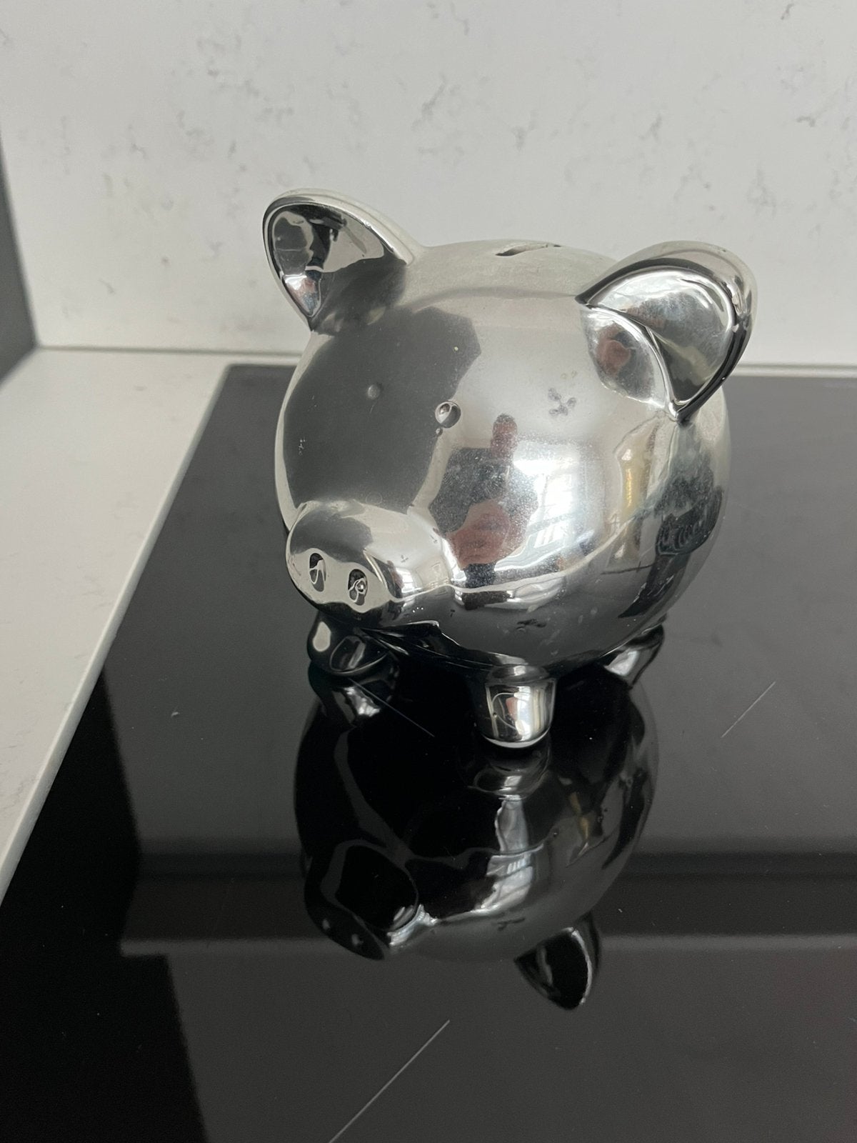 Zilverkleurig spaarvarken, Ophalen of Verzenden, Zo goed als nieuw, Overige materialen, Dier