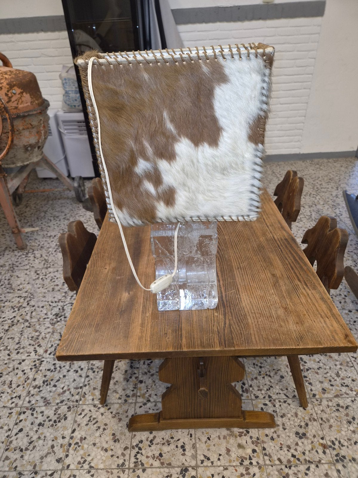 Rustieke houten eettafel met 4 stoelen, Ophalen