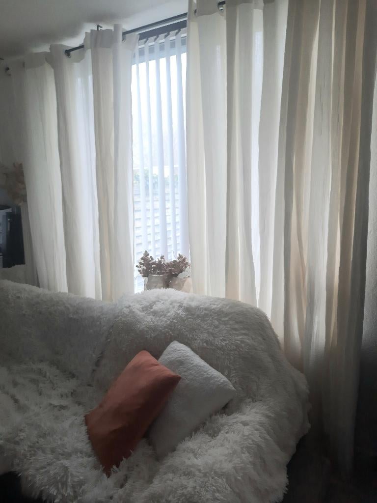 Muslin curtain katoenen gordijnen creme wit nieuw., Huis en Inrichting, Stoffering | Gordijnen en Lamellen, Ophalen, 100 tot 150 cm
