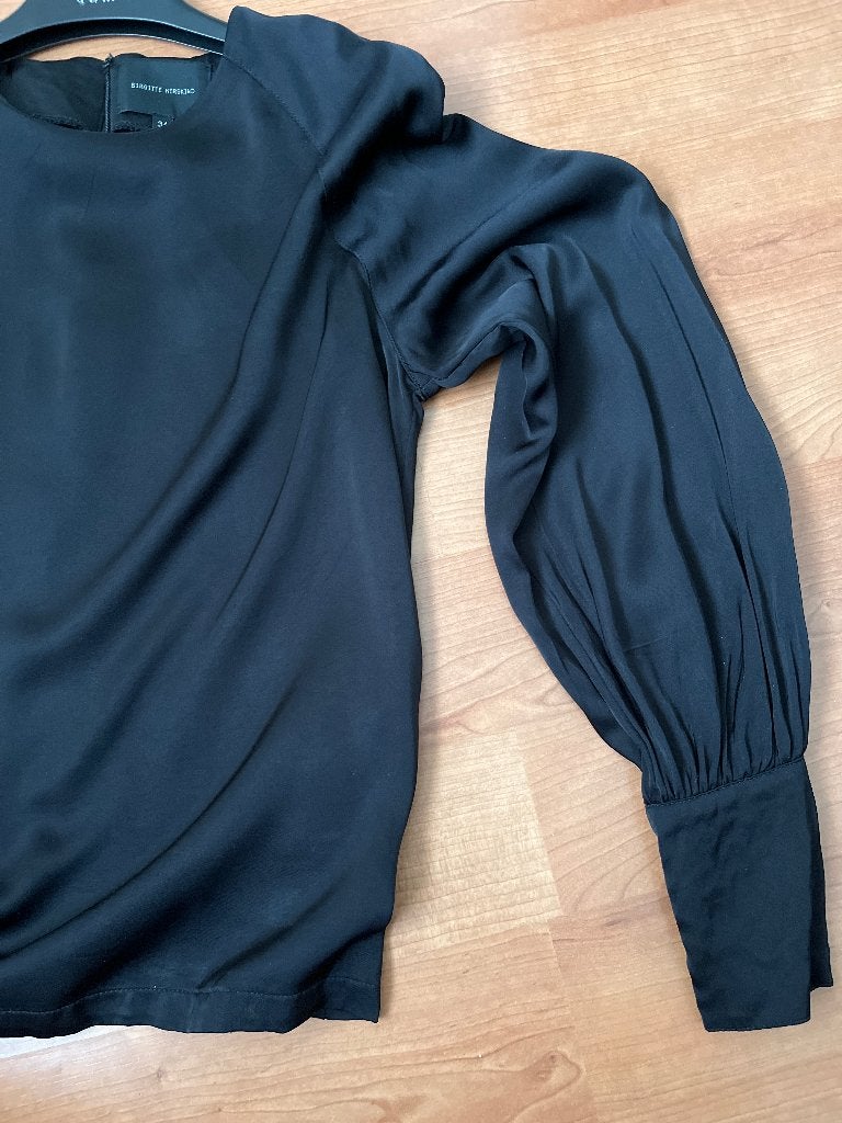 Herskind satin top ballon mouw, Brigitte Herskind, Verzenden, Zwart, Zo goed als nieuw