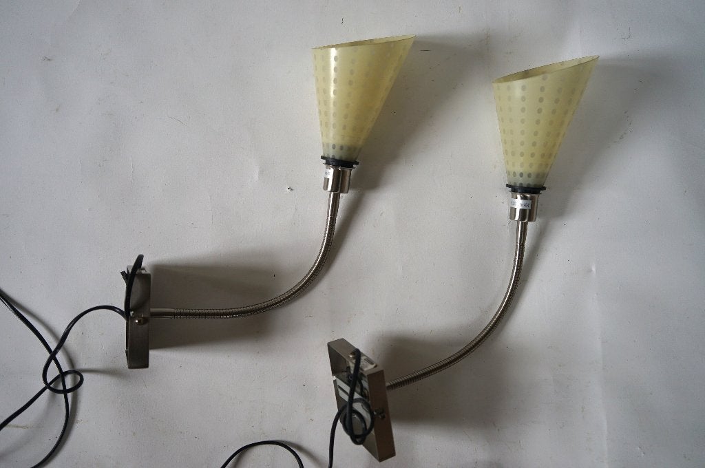 Set van de Heg vandeheg wandlamp glas kap creme buigarm, Ophalen of Verzenden, Gebruikt, Glas
