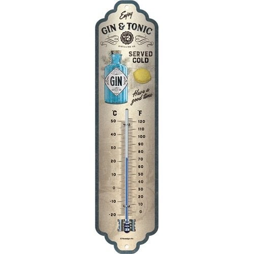 Gin & Tonic citroen reclame thermometer van metaal wanddeco, Info@deconoord.nl, Deco Noord, Nieuw, Metaal