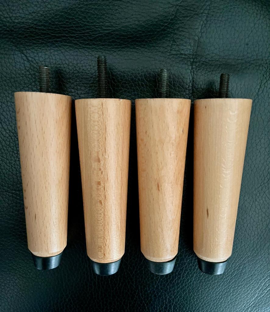 Set 4 conische meubelpoten 10cm massief hout - M6 - NIEUW, Ophalen of Verzenden, Nieuw