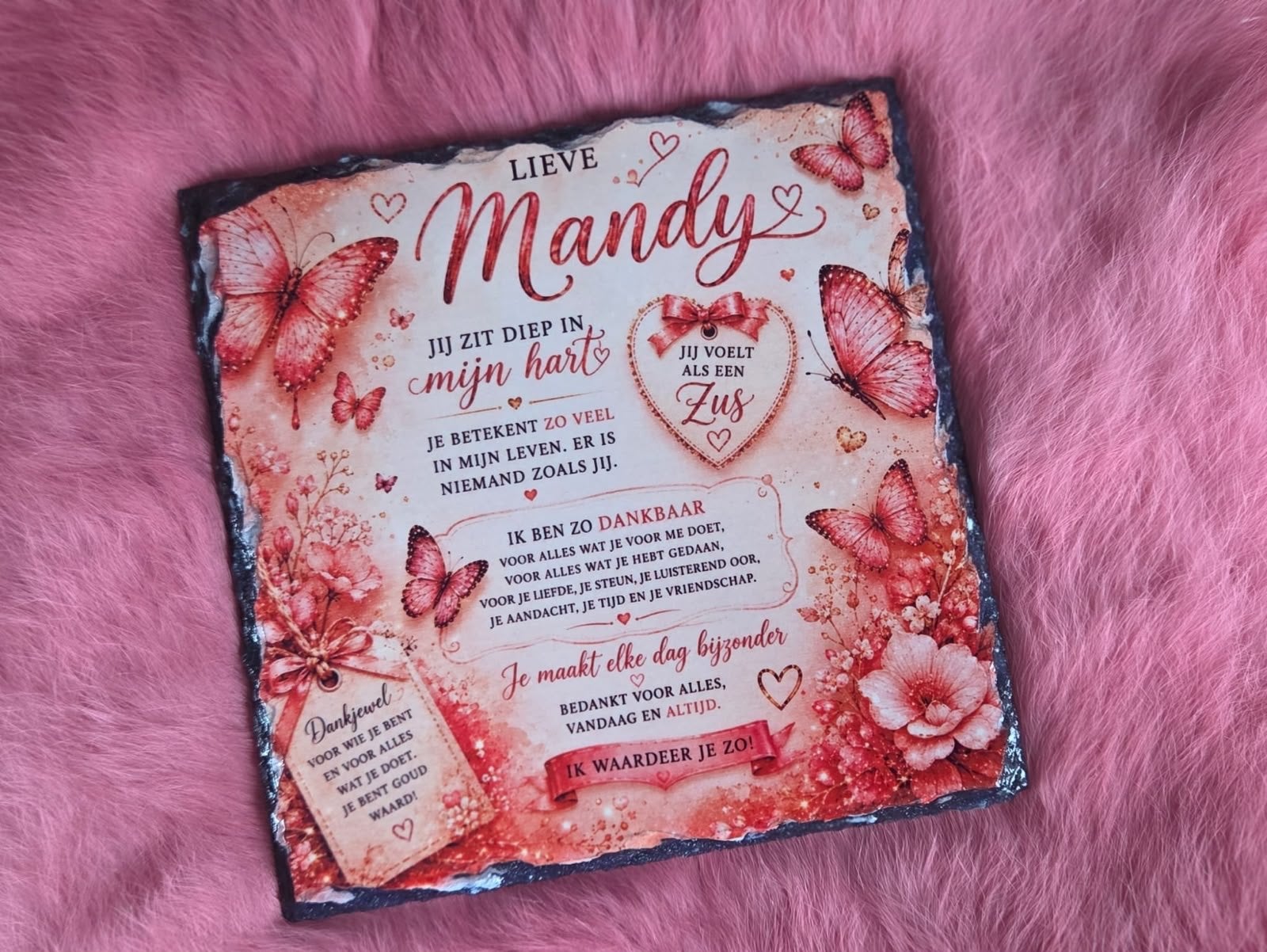 Gepersonaliseerde leistenen plaat 'Lieve Mandy', Meerkleurig, Overige stijlen, Nieuw, Ophalen of Verzenden