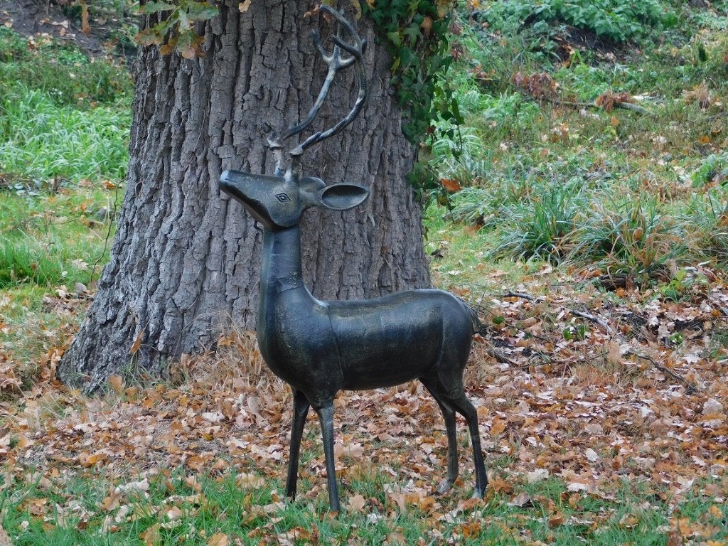 Beeld Hert XL - alu - donkerbruin - decoratief item, Dierenbeeld, ., Ophalen of Verzenden, .