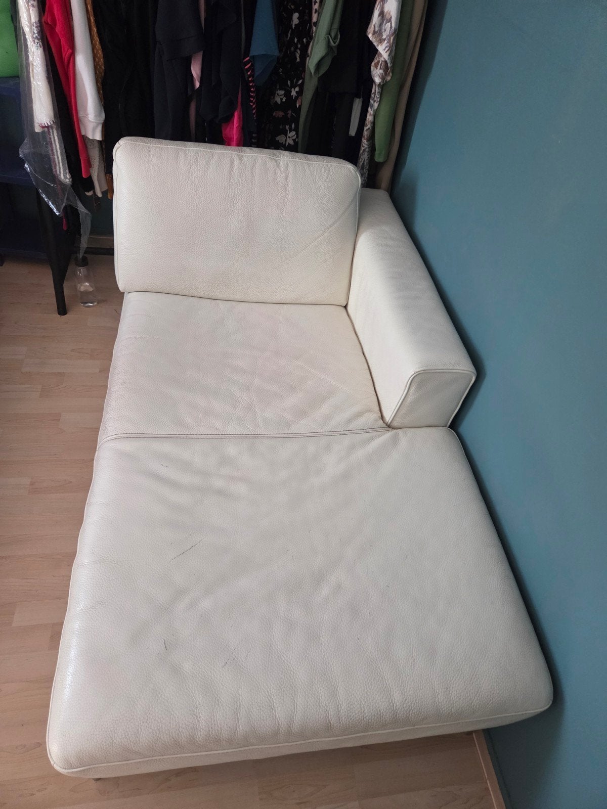 Ikea chaise longue sofa leren wit verlaagd in prijs, Ophalen, Gebruikt, Eenpersoons, Leer