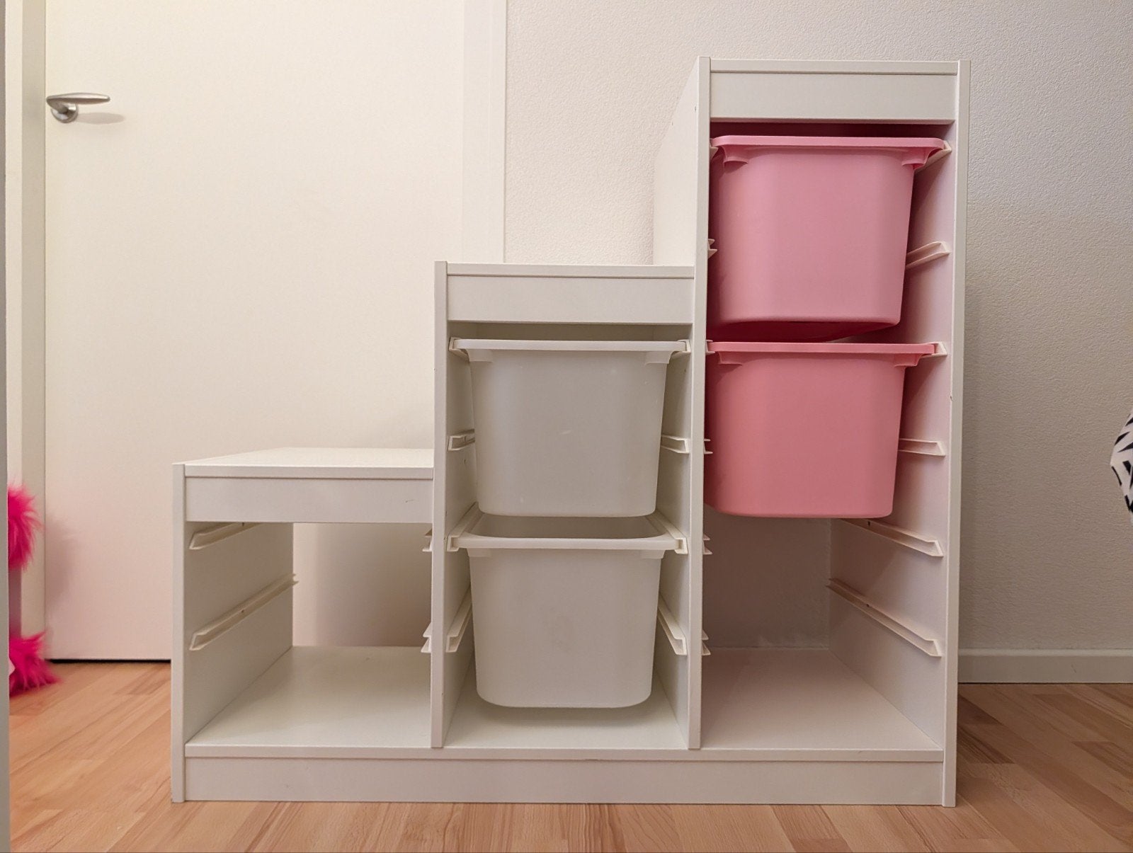 IKEA TROFAST Opbergkast (Trapmodel) wit – incl. 4 bakken, Ophalen, Gebruikt