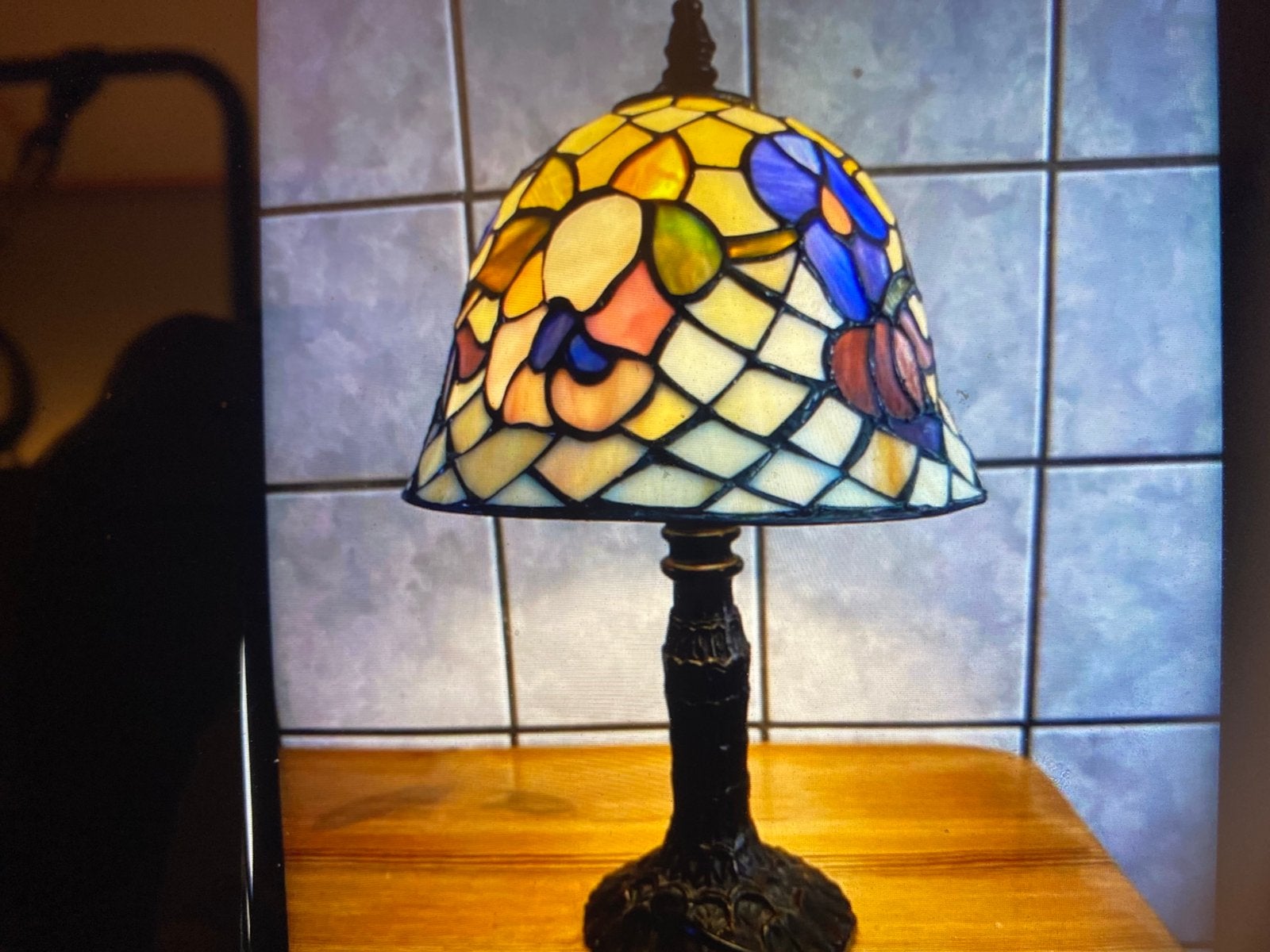 Tiffany tafellamp glas 35x25 vaste prijs 69 euro, Ophalen of Verzenden, Zo goed als nieuw, Glas