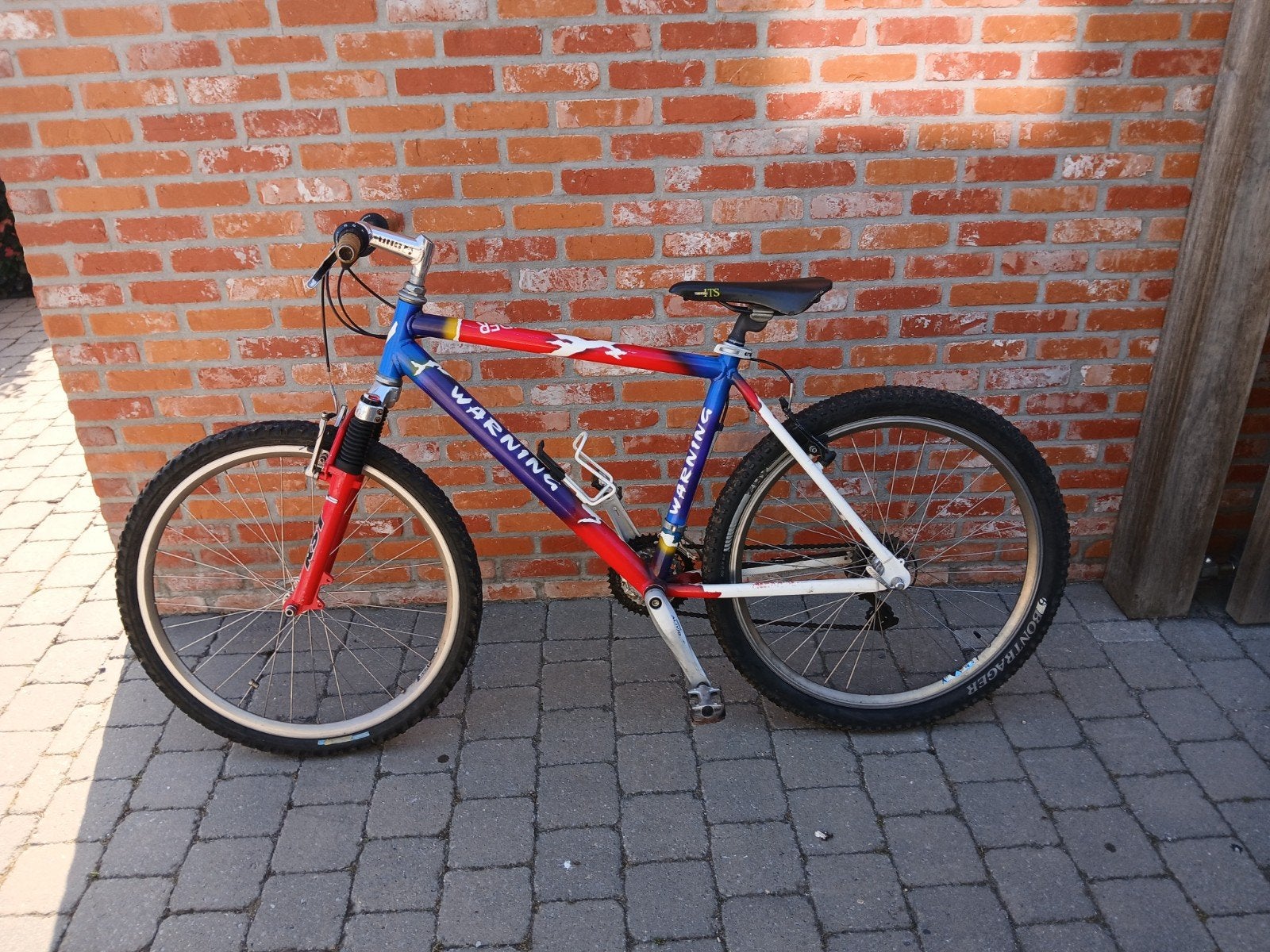 Retro mountainbike rood/blauw, Ophalen of Verzenden, Gebruikt, Velgrem, Overige merken