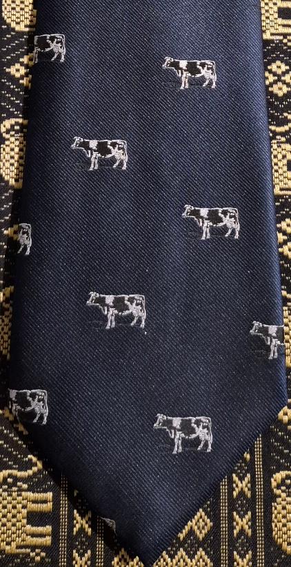 Koeien stropdas donkerblauw koe doorlopend, Ophalen of Verzenden, Nieuw, Blauw