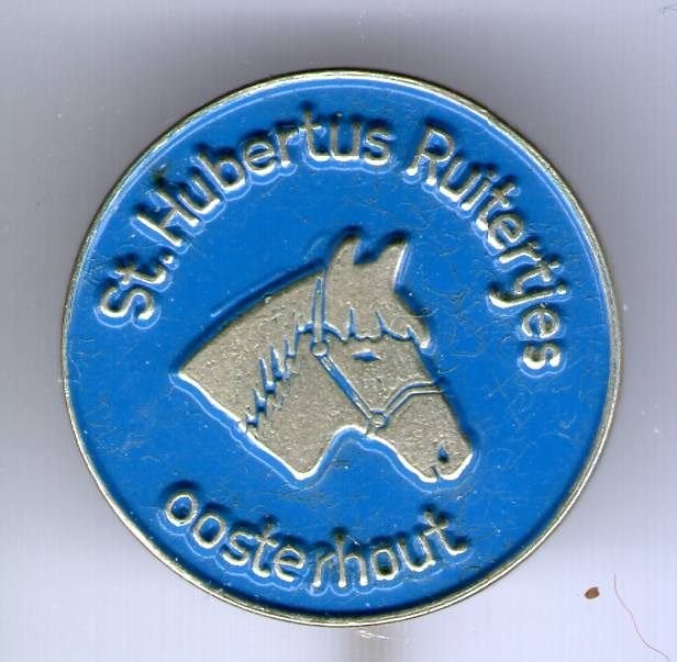 St. Hubertus Ruitertjes Oosterhout zilverkl speldje( N_131), Verzenden, Zo goed als nieuw, Transport, Speldje of Pin