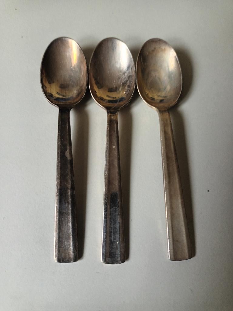 3 verzilverd lepeltje oud, Ophalen of Verzenden