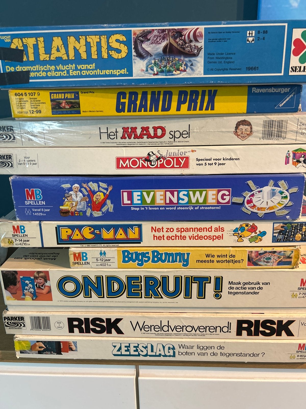 Vintage bordspellen collectie: Atlantis, Risk, Monopoly en m, Hobby en Vrije tijd, Gezelschapsspellen | Bordspellen, Ophalen of Verzenden