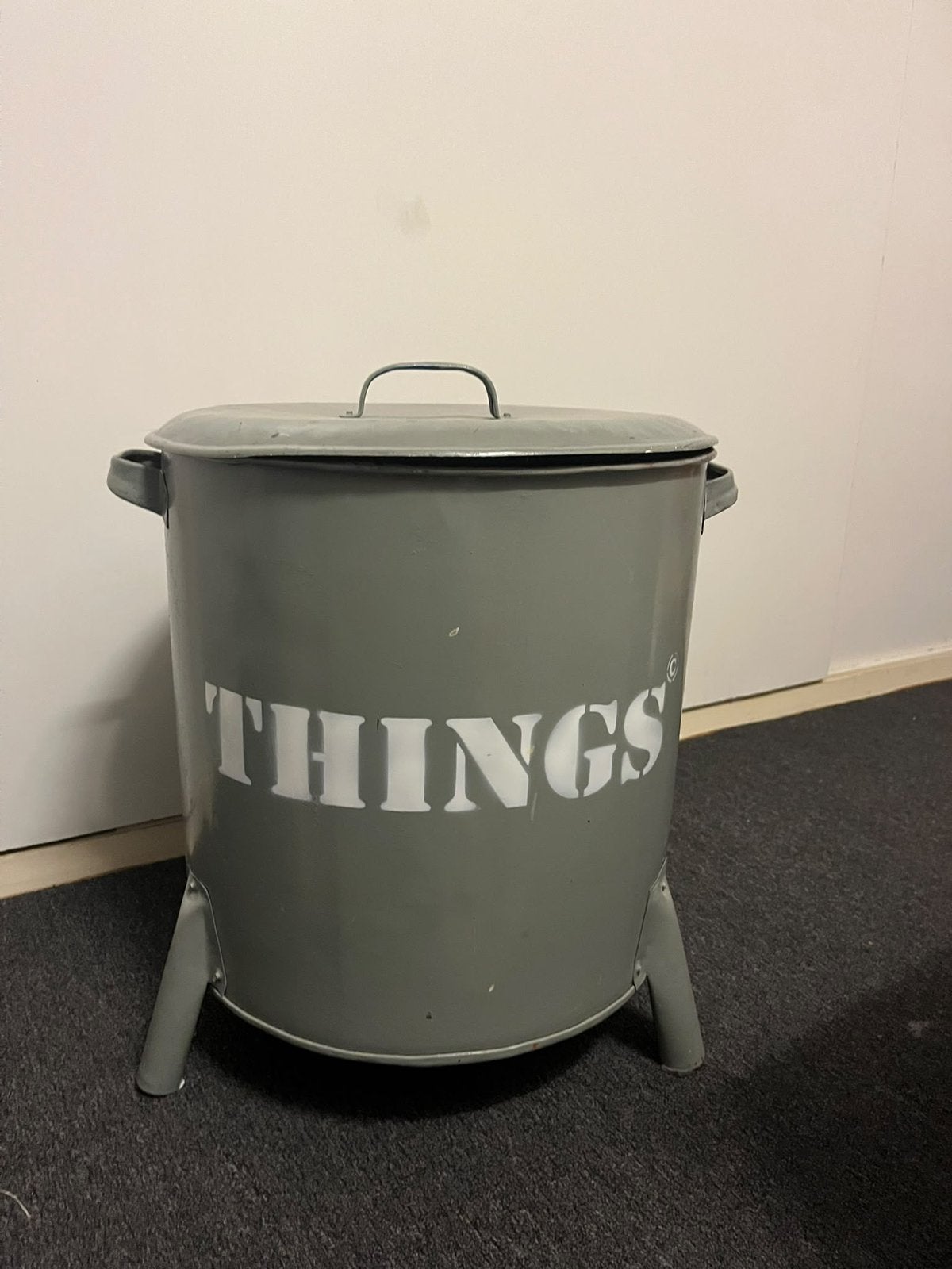 Metalen Leuke stoere opberg bin ! 46cm hoog en 40cm diameter, Ophalen